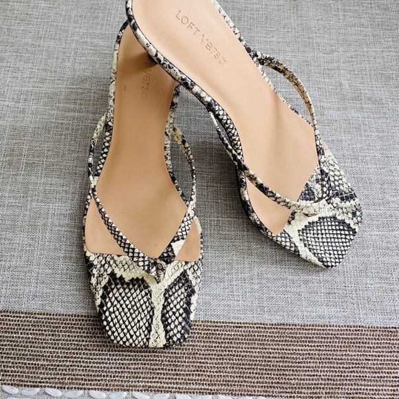 LOFT Snake-Print Thong Kitten Heels - Beige/Black - Picture 3 of 9